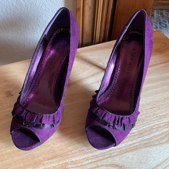 Rampage Deep purple Peep Toe Heels 7.5 - Picture 2 of 7
